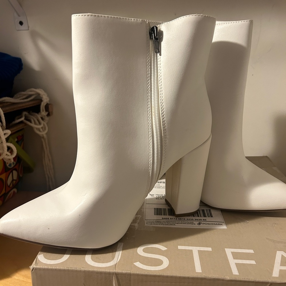 JustFab White Ankle Boots